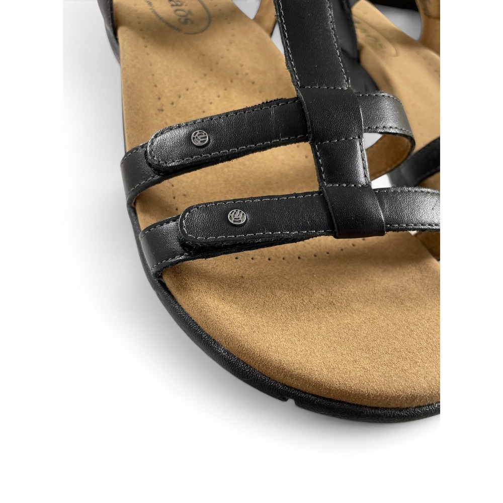 Taos Trophy 2 Black Leather Comfort Sandals Womens 9 NWOB Strappy Walking - Picture 3 of 16